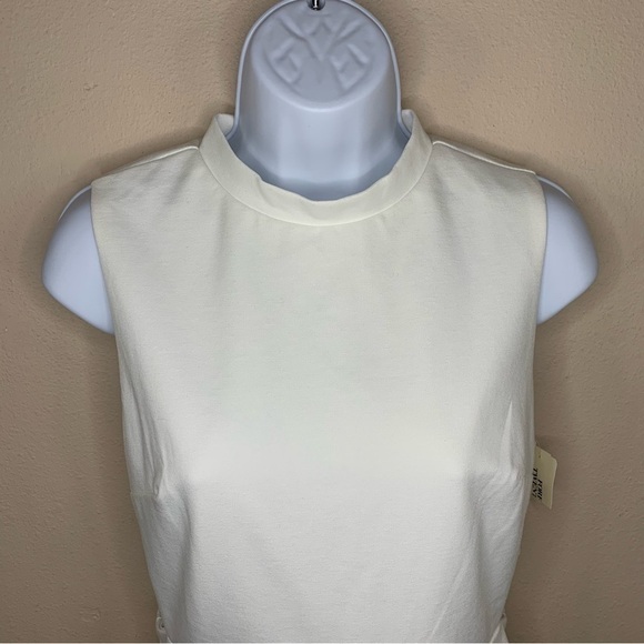 NEW Forever 21 White Cutout Bodycon Dress Mock Neck Sleeveless Stretch Large - Picture 3 of 11